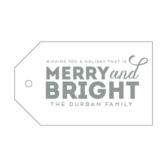 Merry and Bright Holiday Wishes Horizontal Letterpress/Foil Holiday Tags