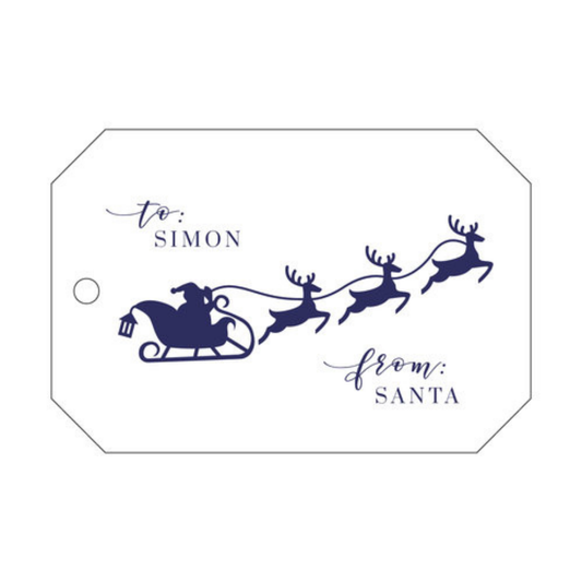 Santa's Sleigh To/From Letterpress/Foil Holiday Tags