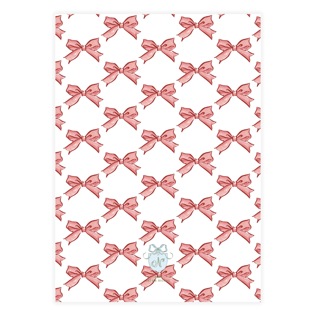 Red & Pink Tulle Wavy Bow Frame Holiday Card