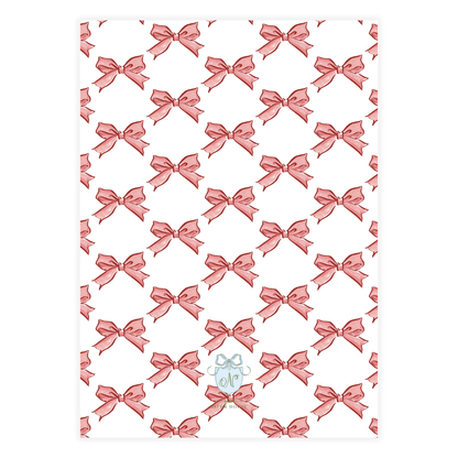 Red & Pink Tulle Wavy Bow Frame Holiday Card