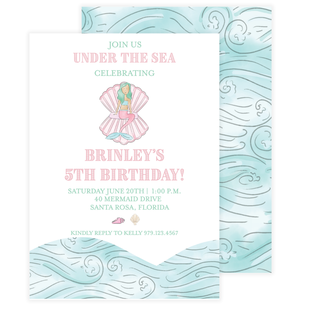 Mermaid Party Birthday Invitation