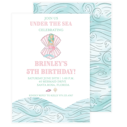 Mermaid Party Birthday Invitation