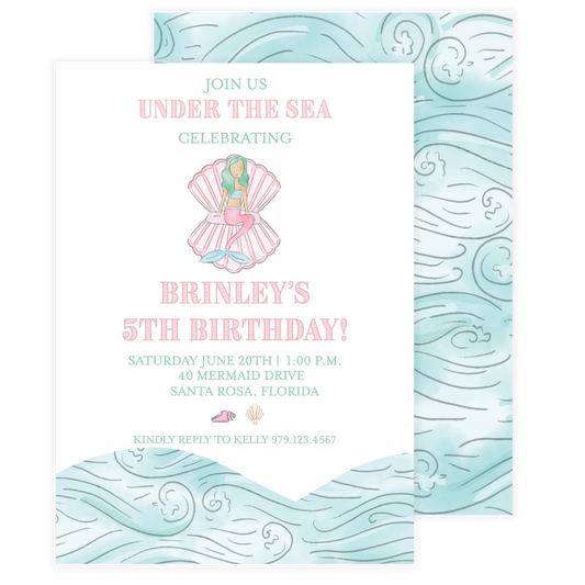 Mermaid Party Birthday Invitation