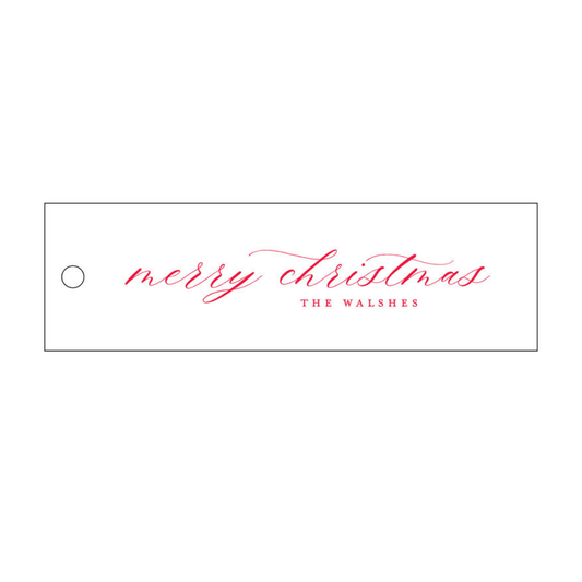 Merry Christmas Scripty Landscape Long Skinny Letterpress/Foil Holiday Tags