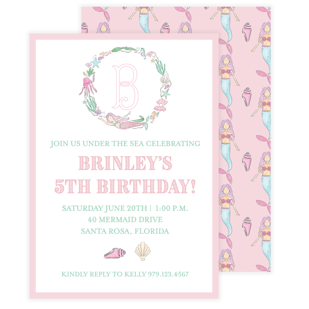 Mermaid Crest Birthday Invitation