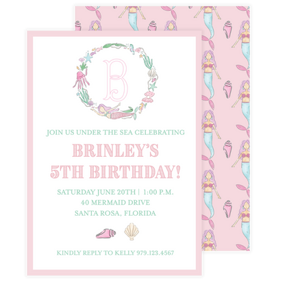 Mermaid Crest Birthday Invitation