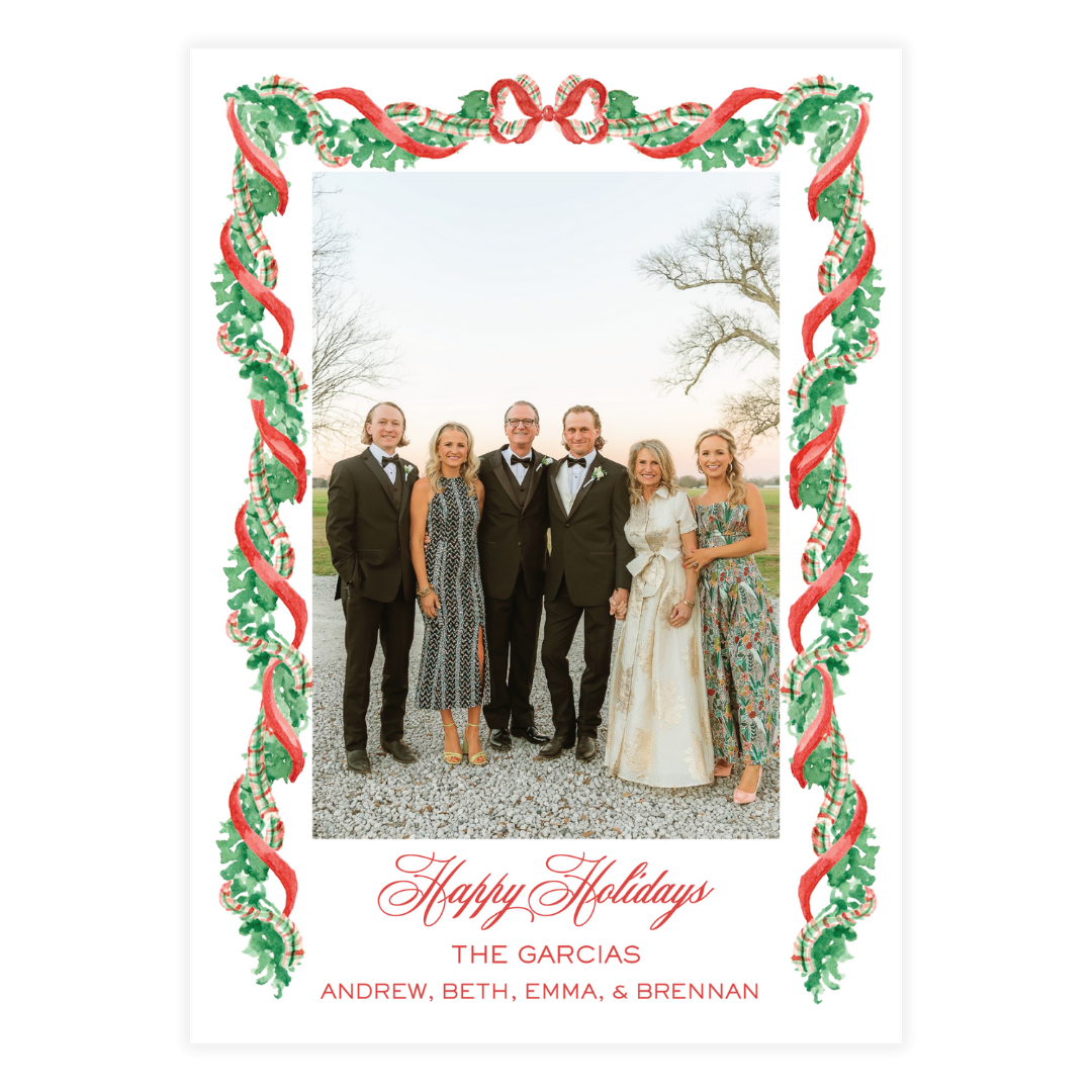 Classic Red Garland Frame Holiday Card