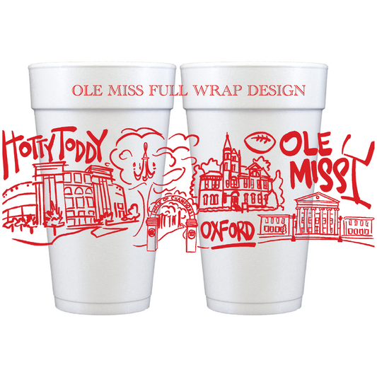 Ole Miss Hotty Toddy Full Wrap Design Foam Cups