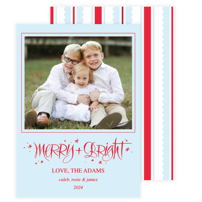 Merry + Bright Simple Frame Holiday Card (Colors Can Be Changed)