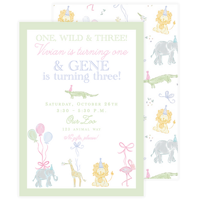 Pastel Party Animal Birthday Invitation