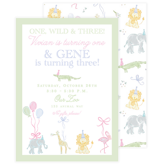 Pastel Party Animal Birthday Invitation