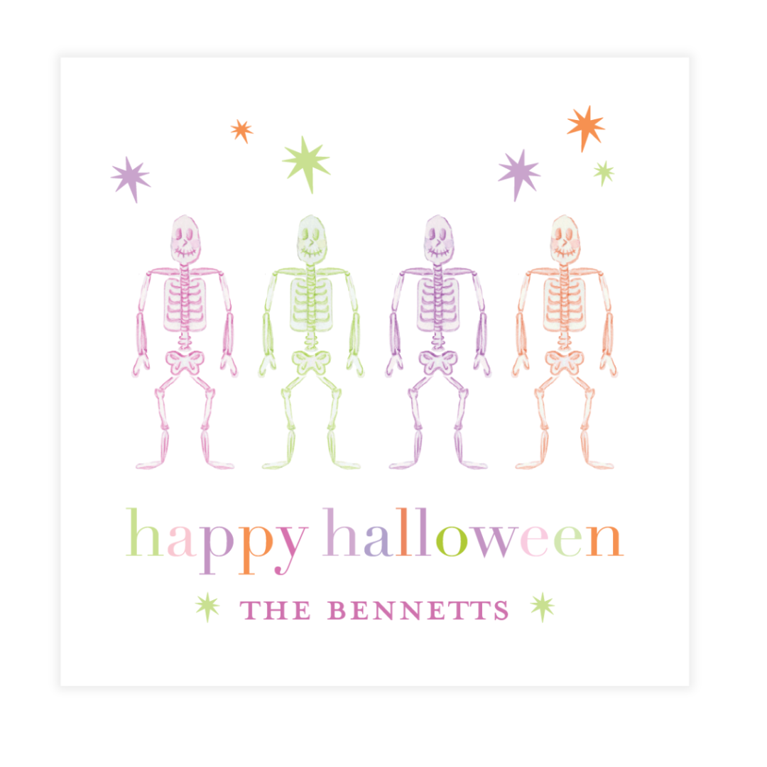 Colorful Skeletons Halloween Enclosure Card