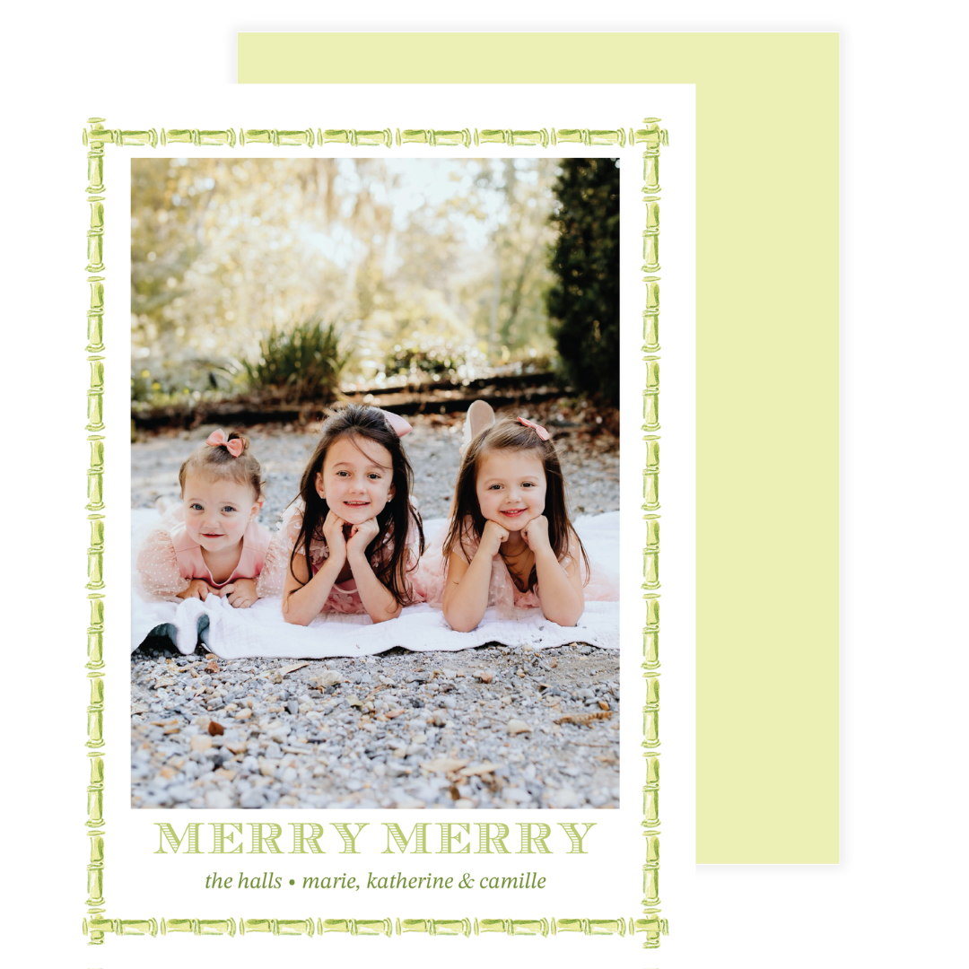 Bamboo Green Frame Holiday Card