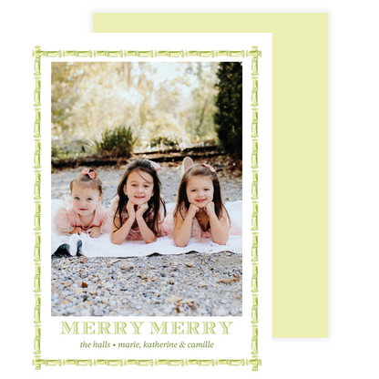 Bamboo Green Frame Holiday Card