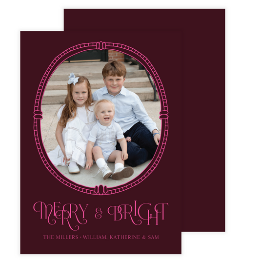 Maroon & Pink Frame Holiday Card