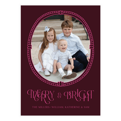 Maroon & Pink Frame Holiday Card