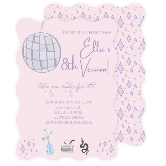 Taylor Swift Wavy Die Cut Pink Birthday Era Invitation