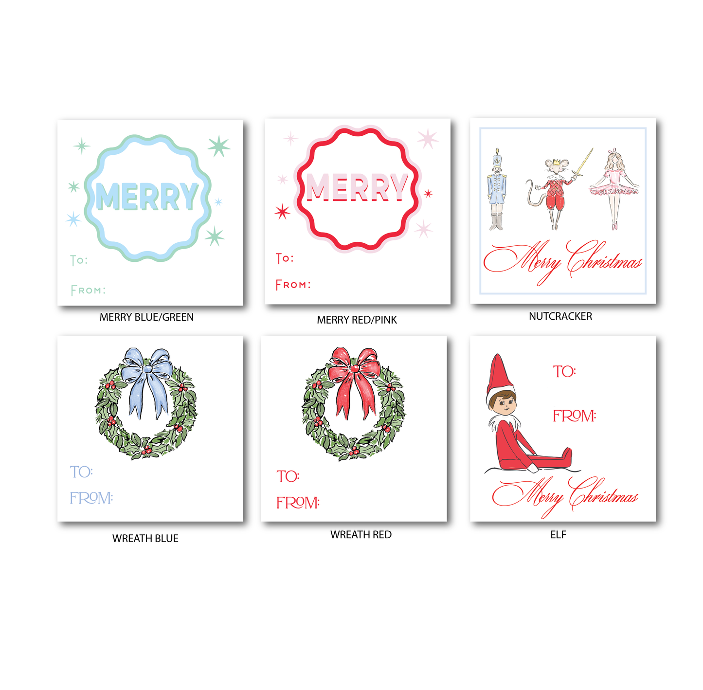 Holiday Stickers 2.75 x 2.75 (set of 12 - SELECT WHICH DESIGN)