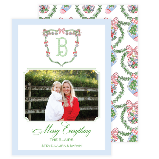 Baubles Garland Crest Holiday Card