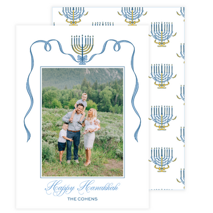 Hanukkiah Garland Ribbon Card