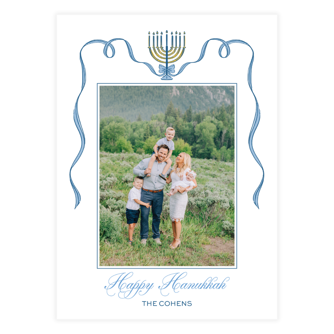 Hanukkiah Garland Ribbon Card