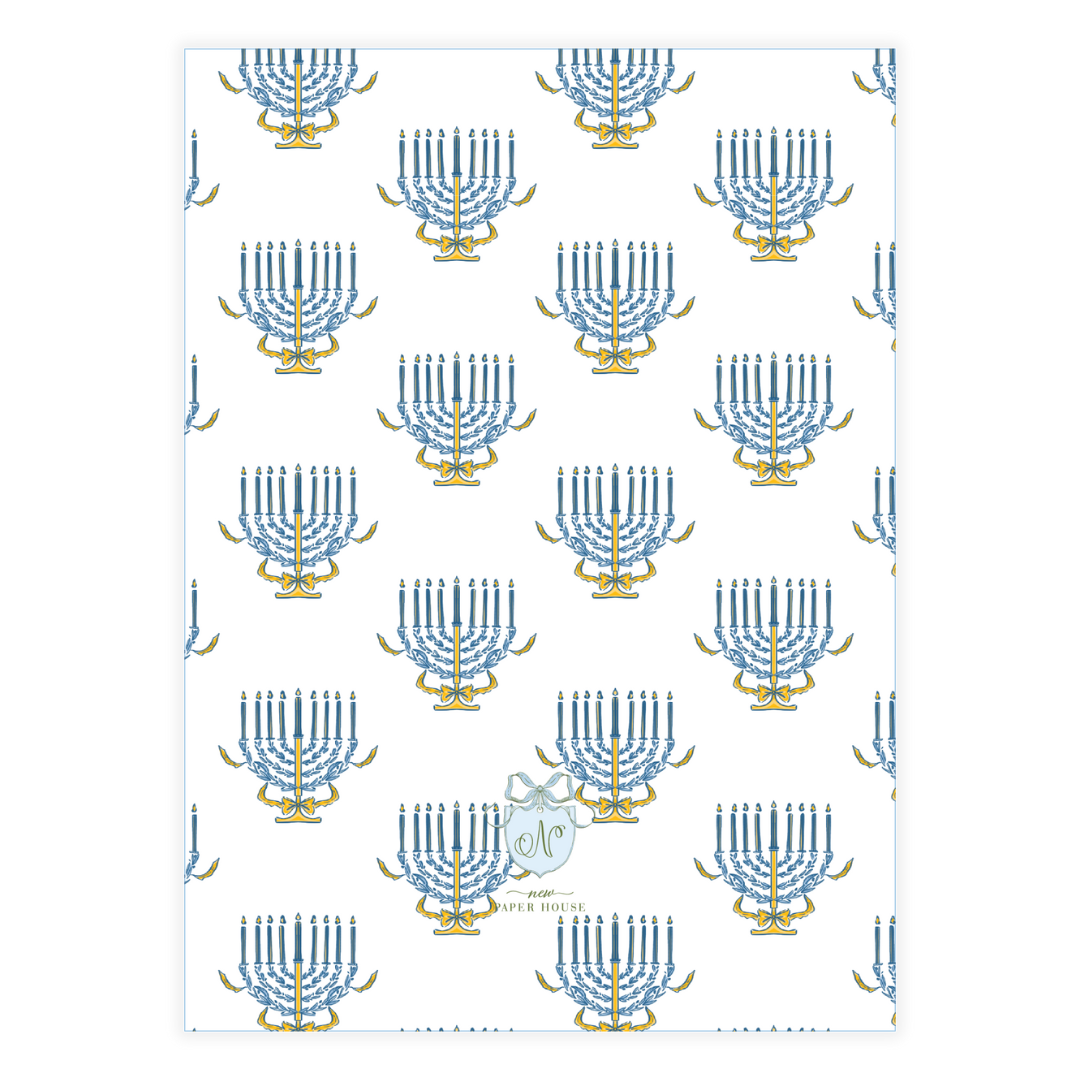 Hanukkiah Garland Ribbon Card