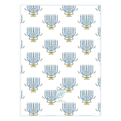 Hanukkiah Garland Ribbon Card