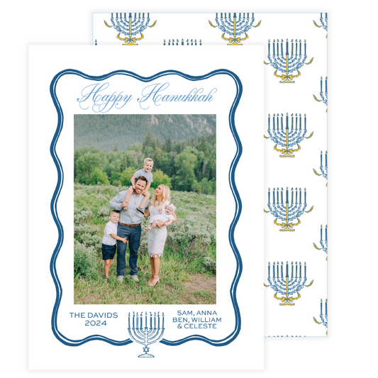 Hanukkiah Wavy Frame Card