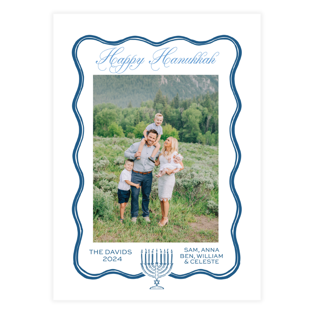 Hanukkiah Wavy Frame Card