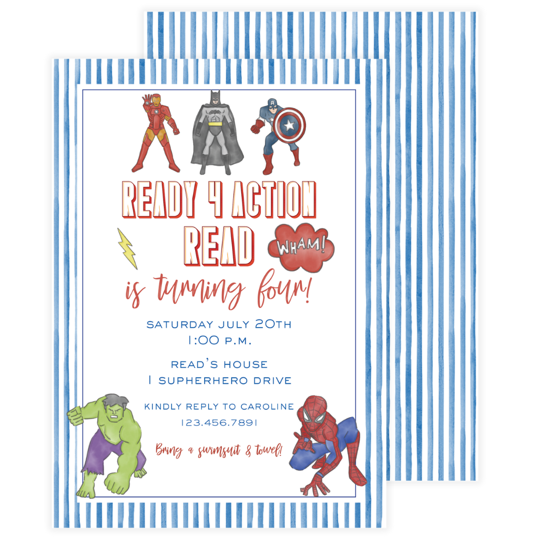 Ready 4 Action Superhero Invitation