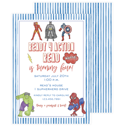 Ready 4 Action Superhero Invitation