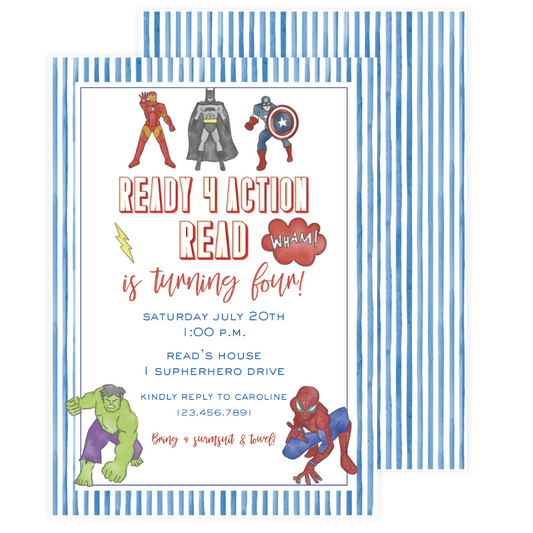 Ready 4 Action Superhero Invitation