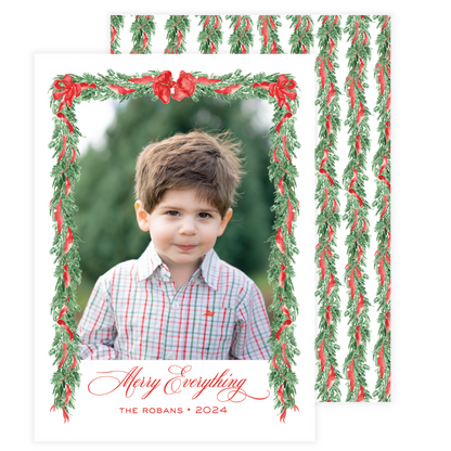 Red Bow Garland Holiday Card