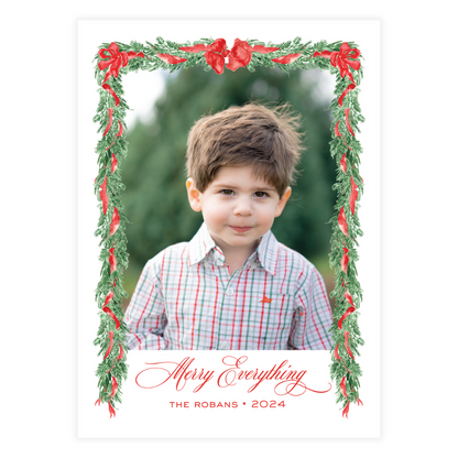 Red Bow Garland Holiday Card