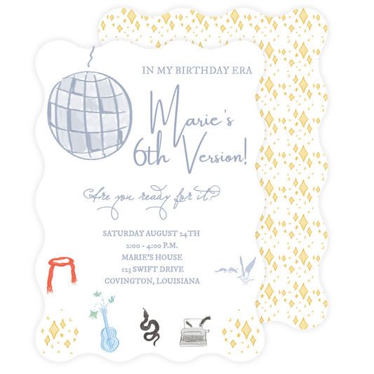 Taylor Swift Wavy Die Cut Birthday Era Invitation