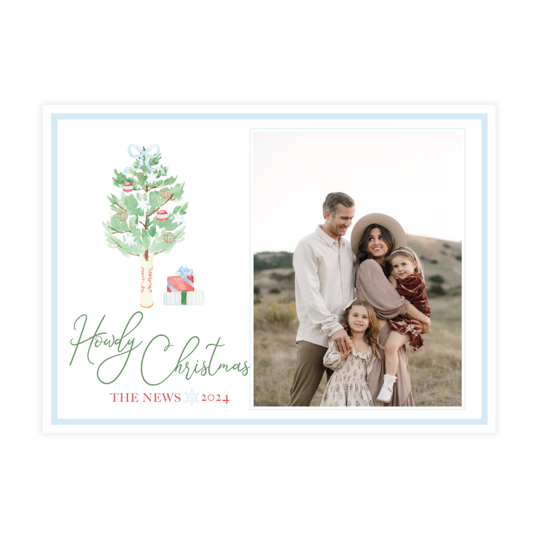 Howdy Christmas Cowboy Boot Tree Holiday Card