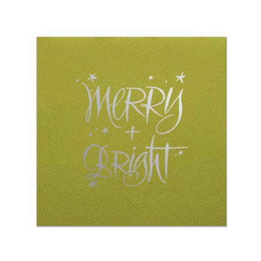 Merry + Bright Green with Metallic Silver Foil Elegance Napkins