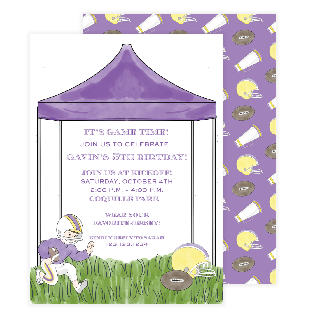 LSU Football Birthday Party Invitation