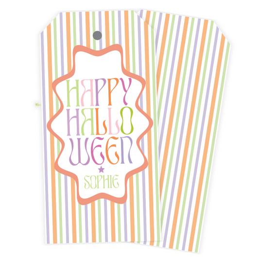 Retro Halloween Stripe Gift Tag