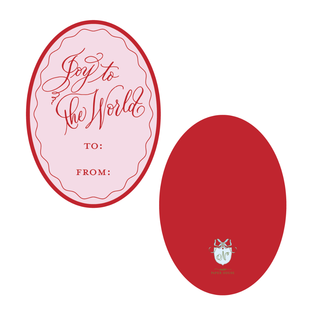 Joy To the World Oval Large Holiday Die Cut Tag