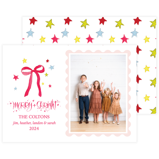 Festive Bows & Stars Holiday Card