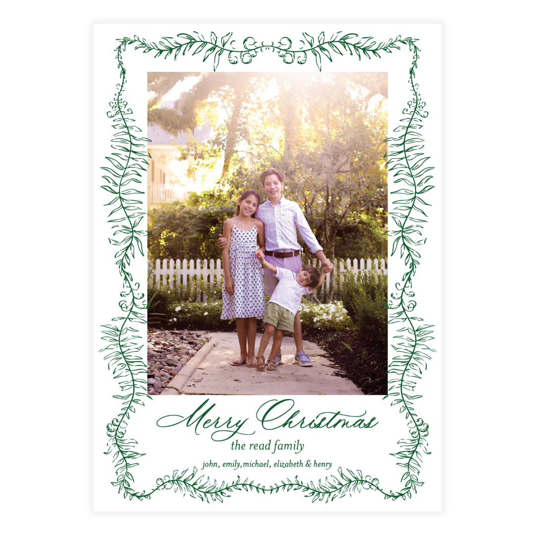 Dainty Green Frame Holiday Card