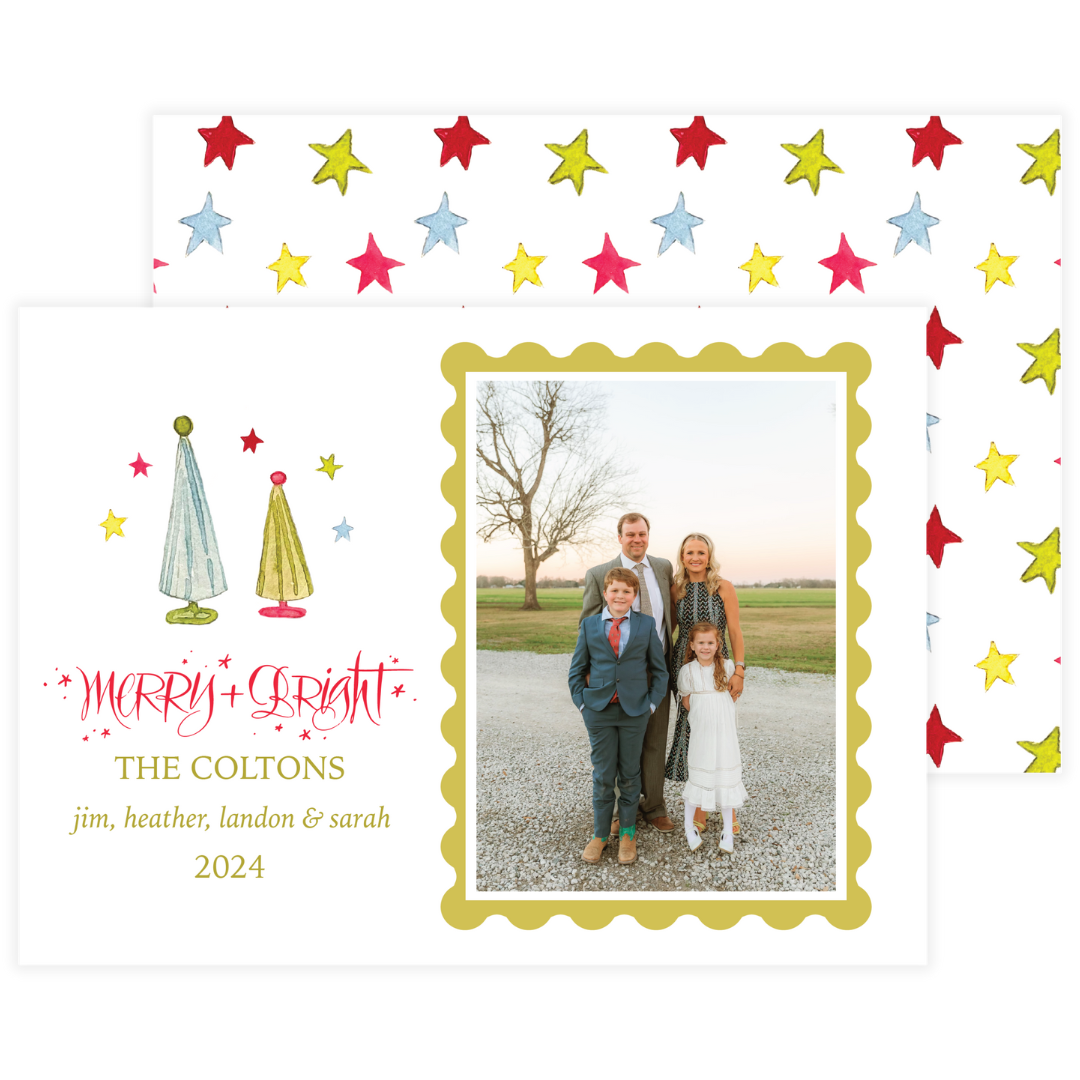 Festive Trees & Stars Holiday Card