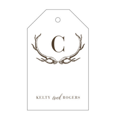 Antlers Initial Letterpress/Foil Holiday Tags