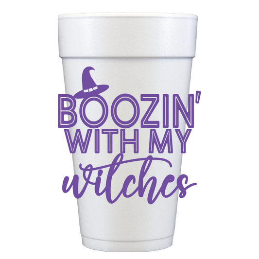 20 Oz Foam Cups - Boozin' With My Witches Halloween Cups