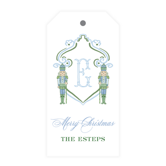 Blue Green Nutcracker Crest Gift Tag