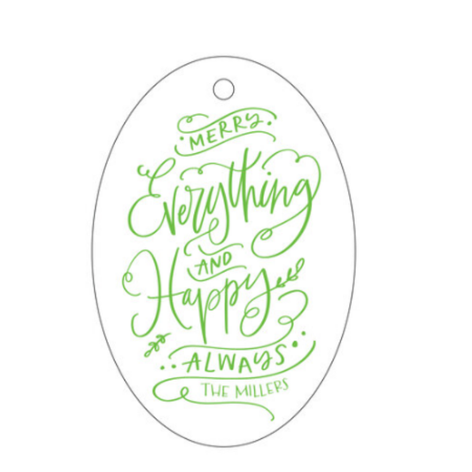 Merry Everything & Happy Always One Color Letterpress Holiday Tags