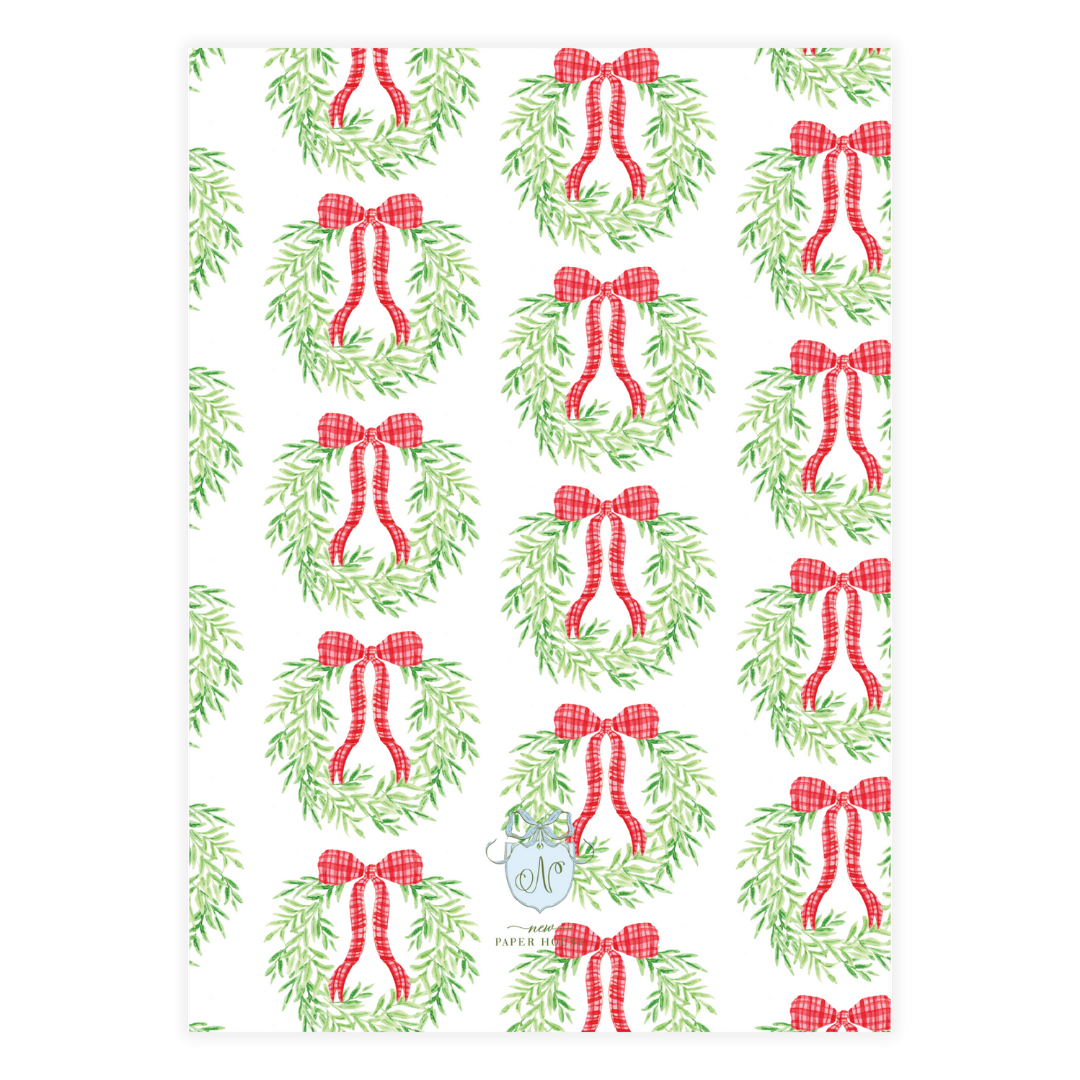 Red Bow Wreath Holiday Card