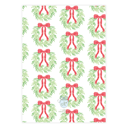 Red Bow Wreath Holiday Card