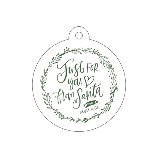 Just For You From Santa Round Wreath Letterpress/Foil Holiday Tags